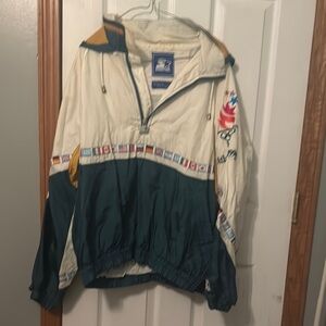 STARTER Cream and Dark Green Windbreaker